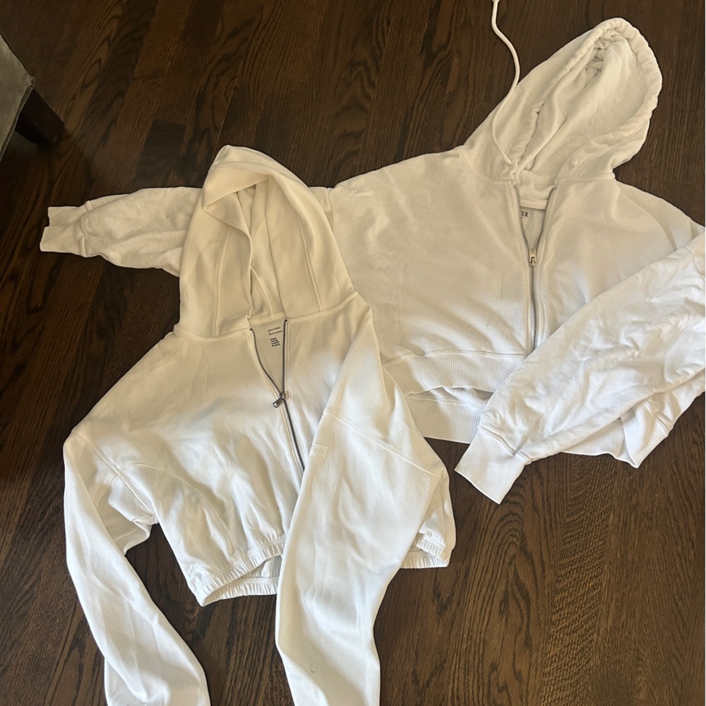 Hollister White Zip-Up Hoodies